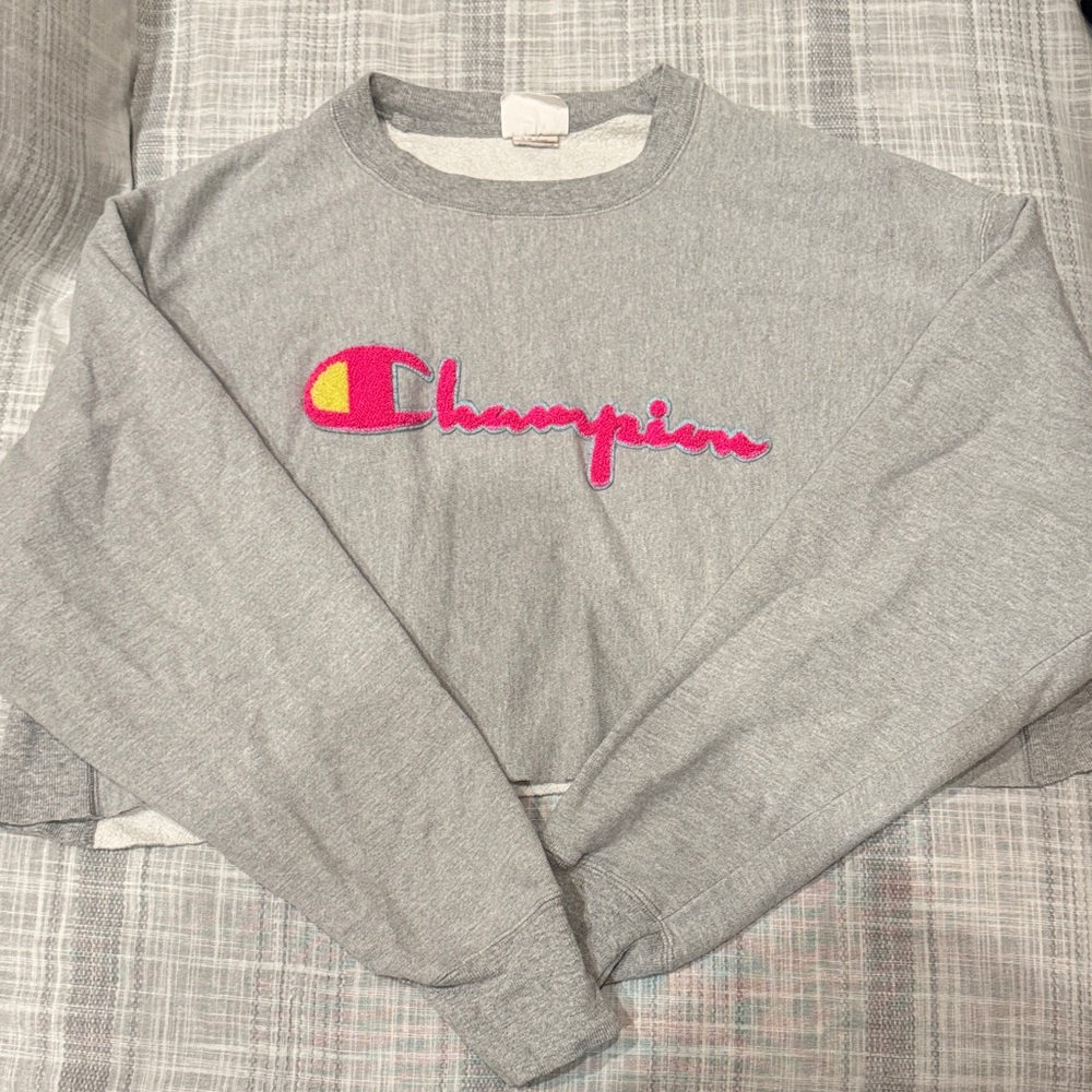 Champion Gray Crewneck Sweatshirt Cropped